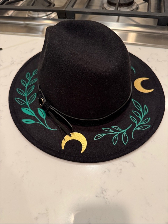 Witchwood Fern Moon Hat Vegan Felt Black Goth Bohemian Goddess main image 11
